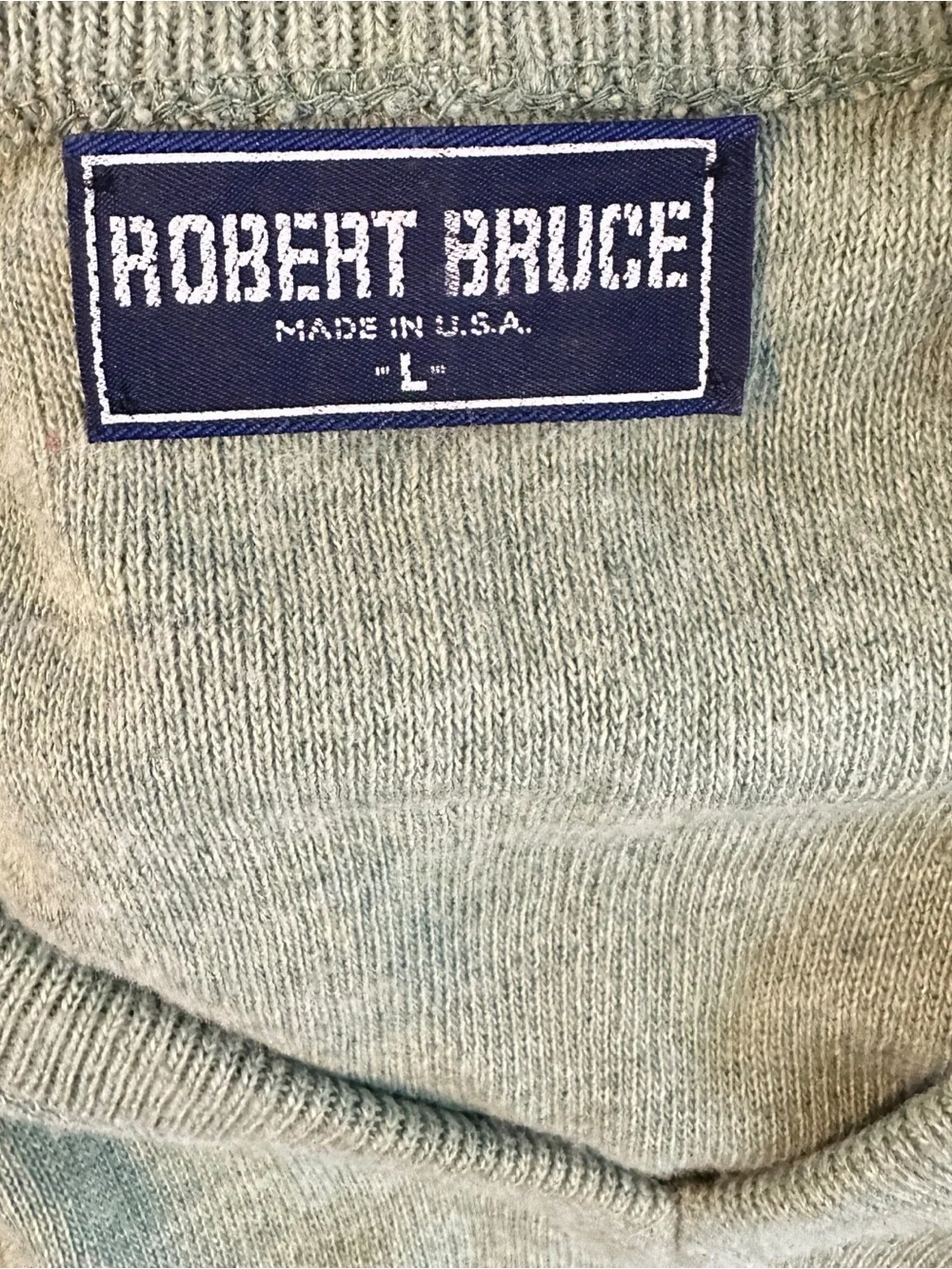 Vintage Robert Bruce Men’s Green V-Neck Knit Sweater Made In USA Size‎ L
